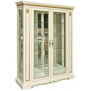 Шкаф-витрина для гостиной «Милана 5» П265.05 (слоновая кость с золочением)