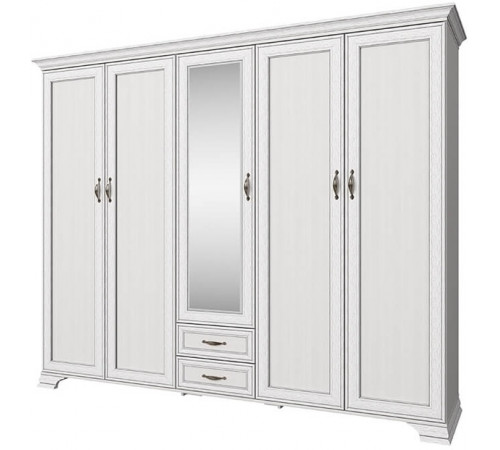 Пятистворчатый шкаф для одежды с зеркалом Тиффани 5DG2S Z крем вудлайн