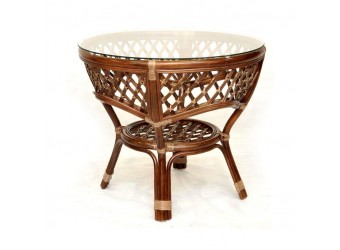 Обеденный стол Melang Classic Rattan 1305А из ротанга со стеклом 