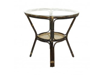 Обеденный стол Ellena Classic Rattan 11/22-A из ротанга со стеклом