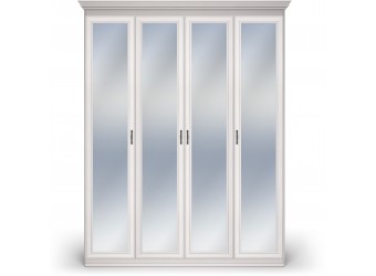 Шкаф 4-х дверный зеркальный Неаполь Ясень анкор светлый (патина "серебро")