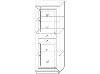 Шкаф 2-х дверный стеклодвери/2 ящика Прато (ясень светлый,жемчуг)