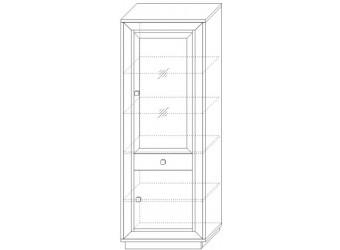Шкаф 2-х дверный 1 стеклодверь/1 ящик Прато (ясень светлый,жемчуг)