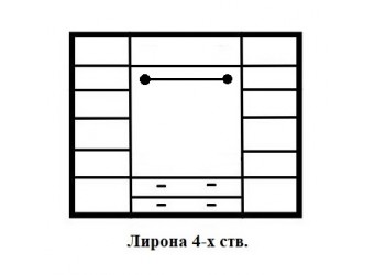 Четырехстворчатый шкаф для одежды Лирона MUR-103-04 st с зеркалом