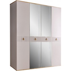 Четырехстворчатый шкаф для одежды с зеркалом Rimini Solo РМШ1/4 (s) (слоновая кость)